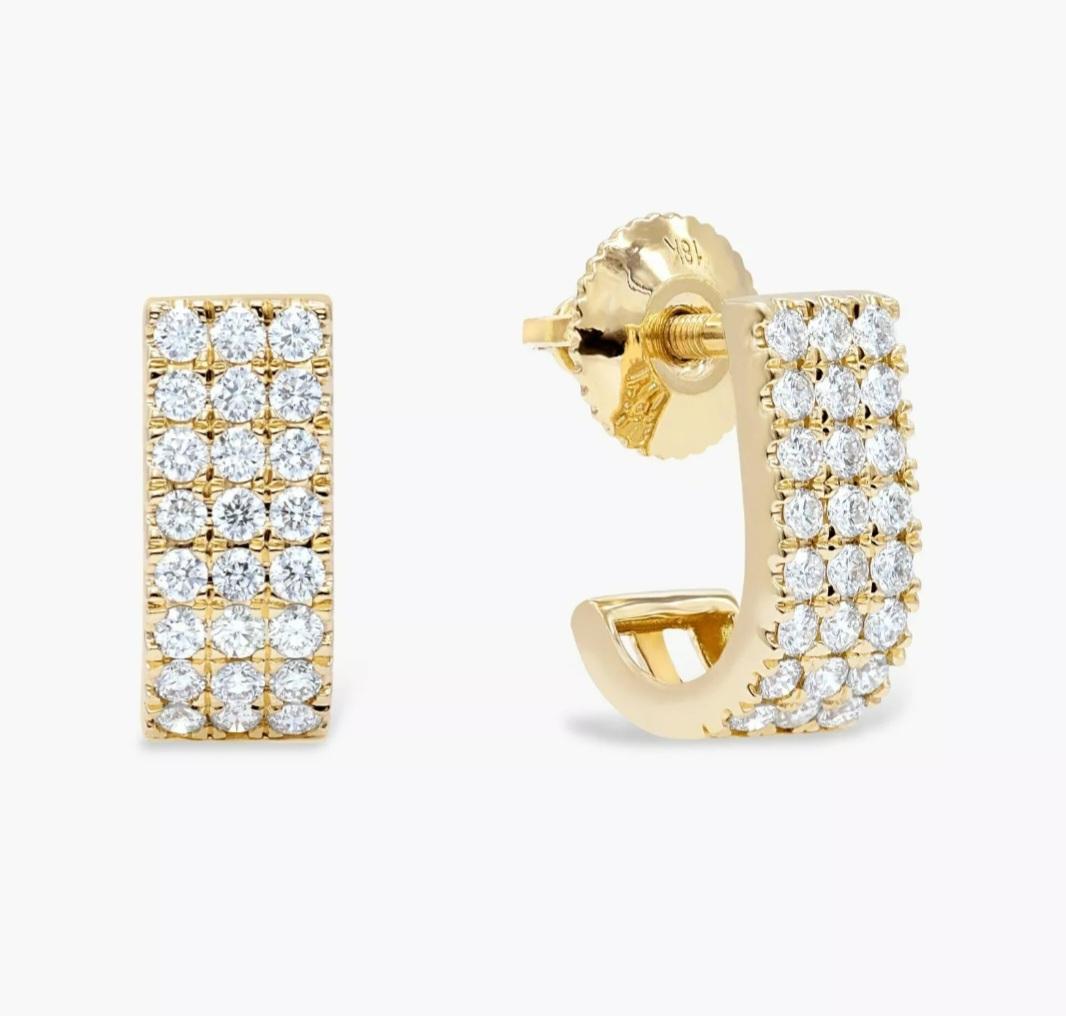 Bold Diamond Huggies 14k Solid Gold Studs Earring Bridal Studs . For Sale 2