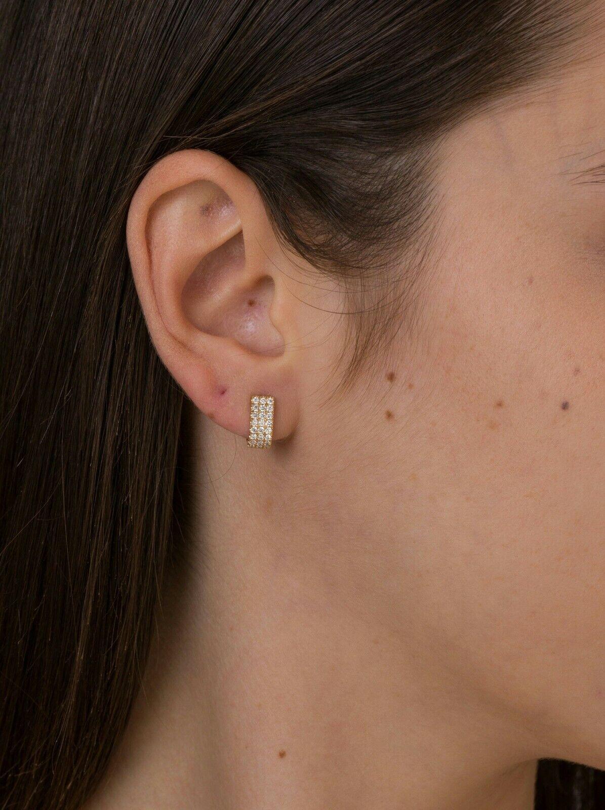 Round Cut Bold Diamond Huggies 14k Solid Gold Studs Earring For Sale
