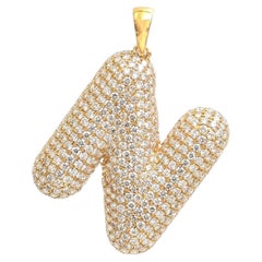 Bold Diamond Initial “V” 18K Yellow Gold Pendant Necklace