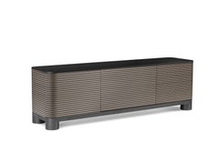 Mobile da pranzo Bold in Wood Caleido con gambe in oro nero di Elisa Giovannoni