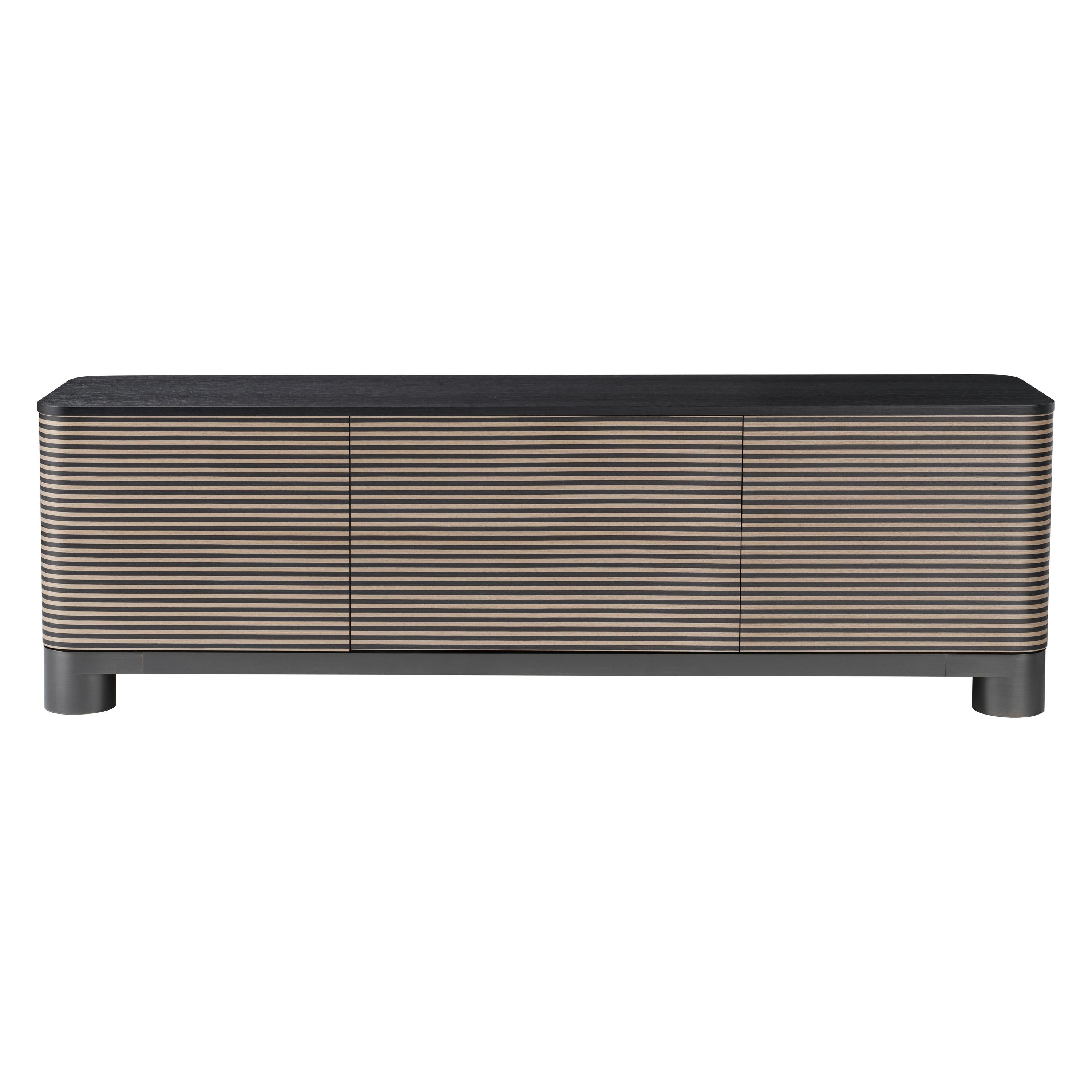 Bold Dining Cabinet in Caleido Wood with Black Gold Legs by Elisa Giovannoni For Sale