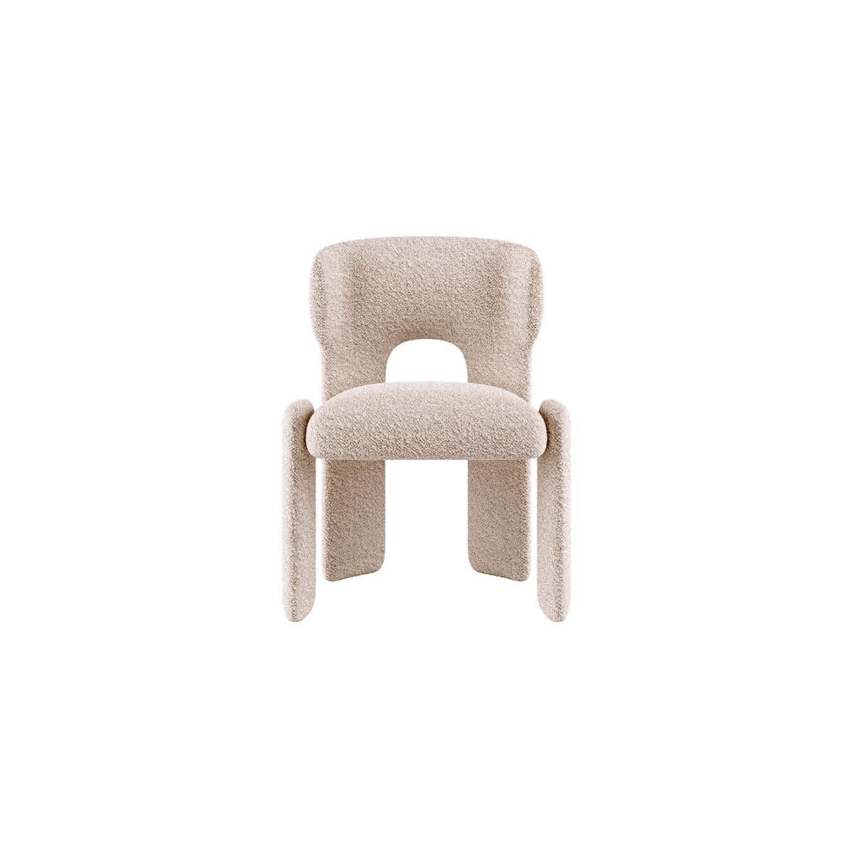 Bold Dining Chair by Mohdern
Dimensions: W 61 x D 54 x H 79 cm
Materials: Fabric, Bouclé

Bold is a refined furniture collection designed and produced by the Mohdern brand. The series includes the armchair and lounge chair; the sofa in different