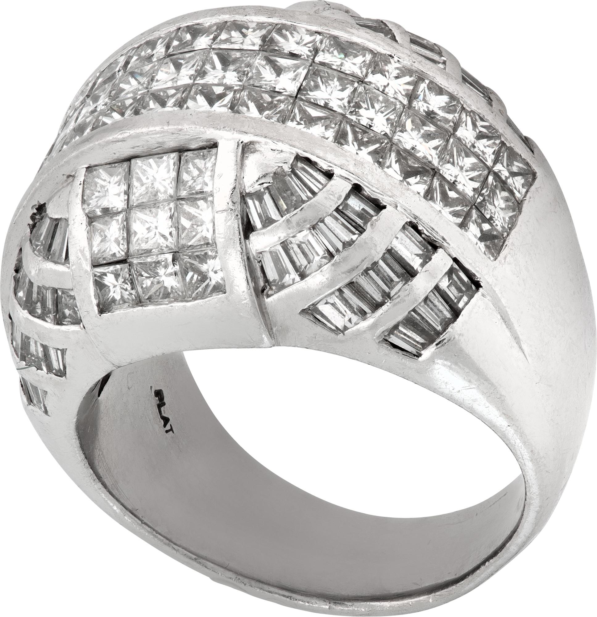 Bold Dome Diamond Platinum Ring In Excellent Condition For Sale In Surfside, FL