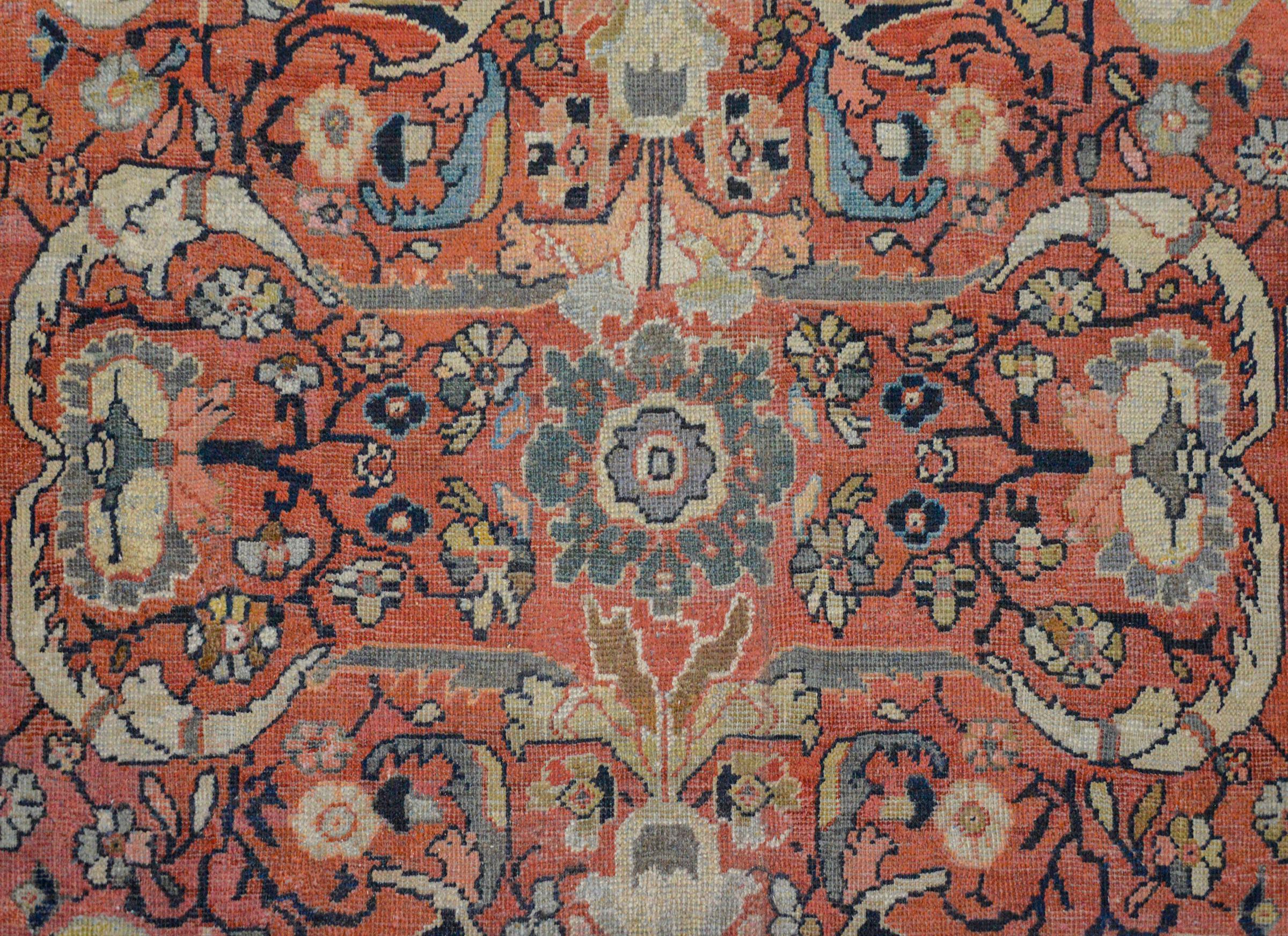 Vegetable Dyed Bold Early 20th Century Mahal Rug For Sale