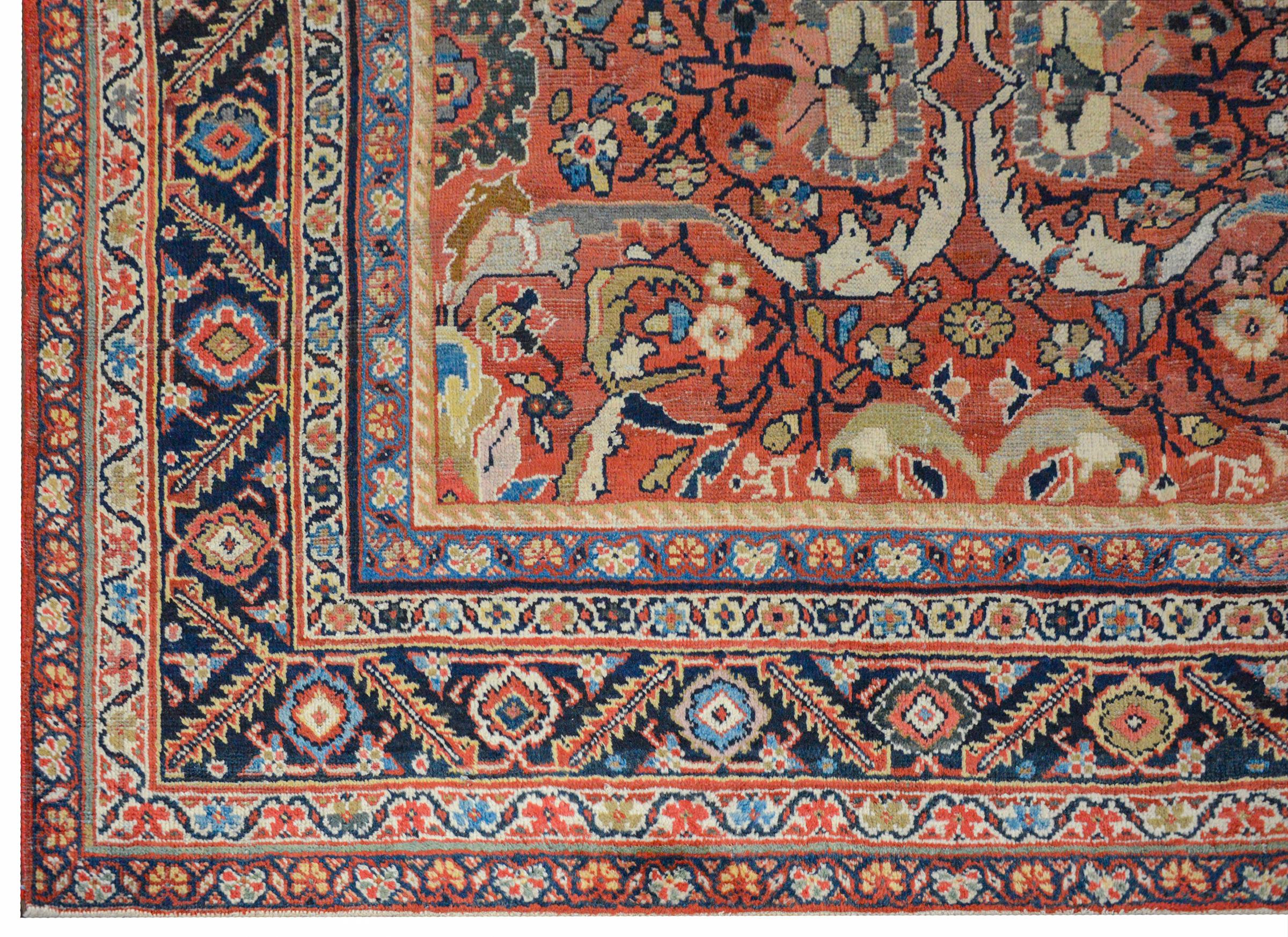 Wool Bold Early 20th Century Mahal Rug For Sale