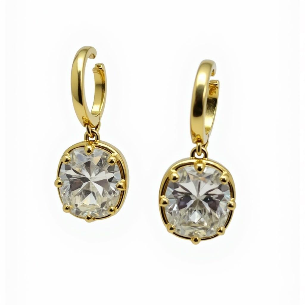 Modern Bold Elegance 14K (or 18k upon request) Yellow Gold Cushion Cut Drop Earrings For Sale
