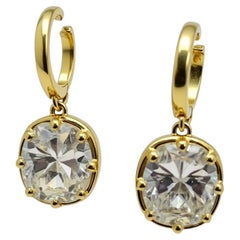 Bold Elegance - Boucles d'oreilles pendantes en or jaune 14K à taille coussin