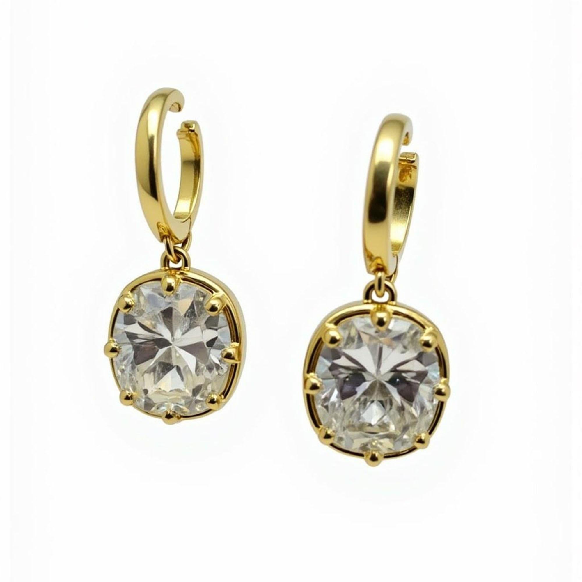 Bold Elegance 14K (or 18k upon request) Yellow Gold Cushion Cut Drop Earrings