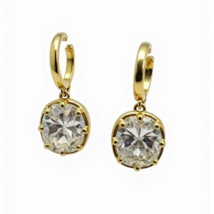 Bold Elegance 14K (or 18k upon request) Yellow Gold Cushion Cut Drop Earrings