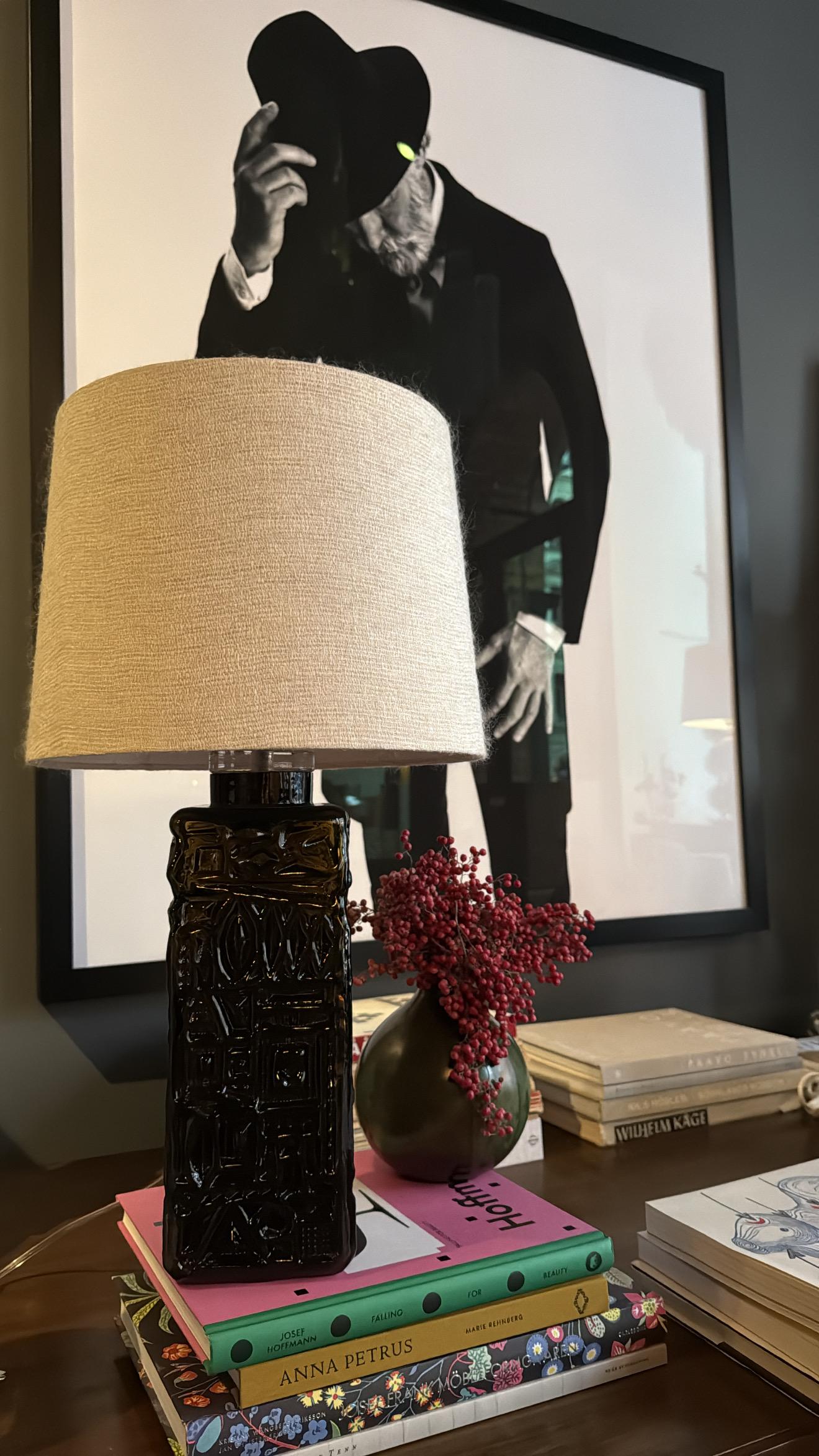 Milieu du XXe siècle Bold Elegant Stilarmatur Lampe de table en verre vert du milieu du siècle dernier 1960s en vente