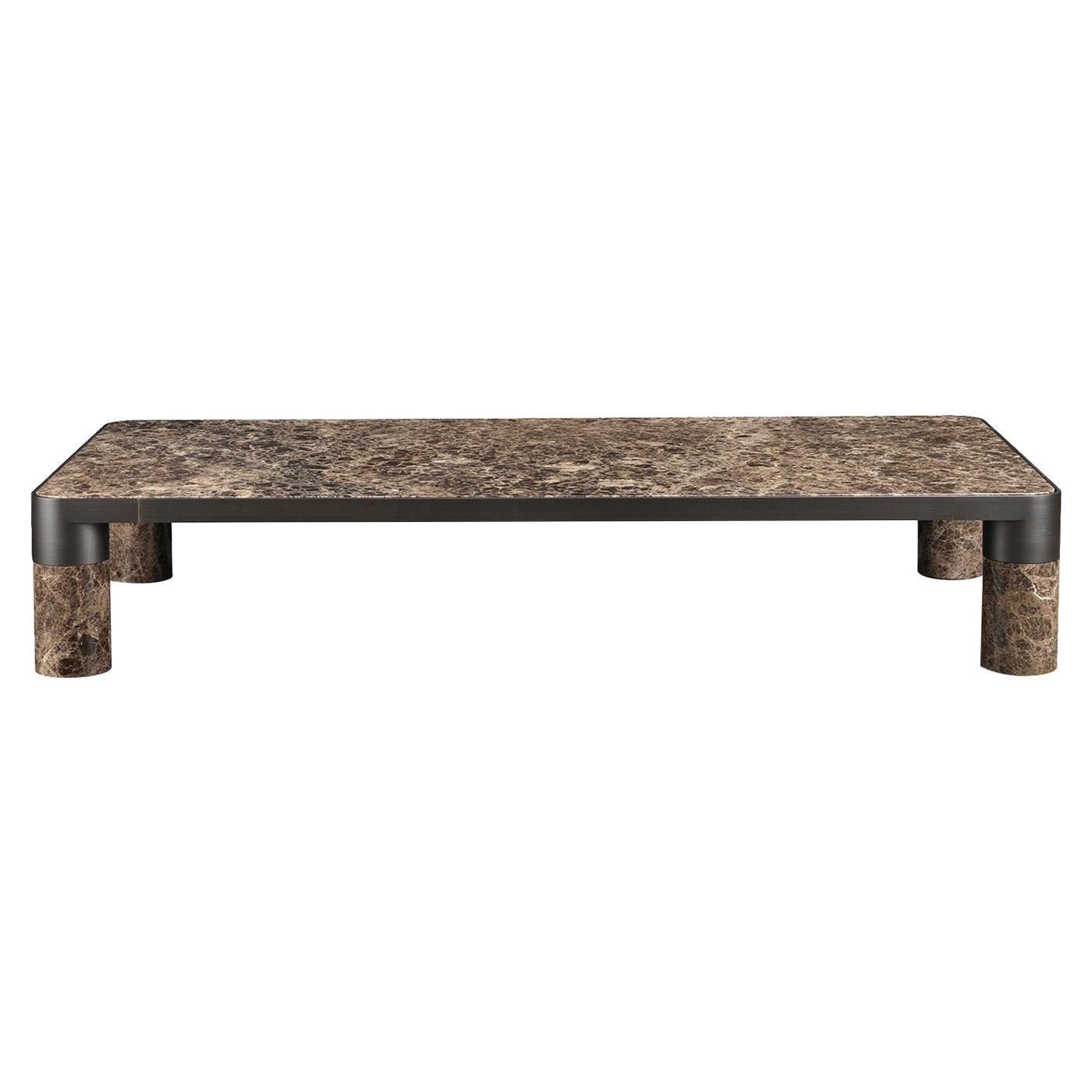 Bold Emperador Marble Coffee Table For Sale