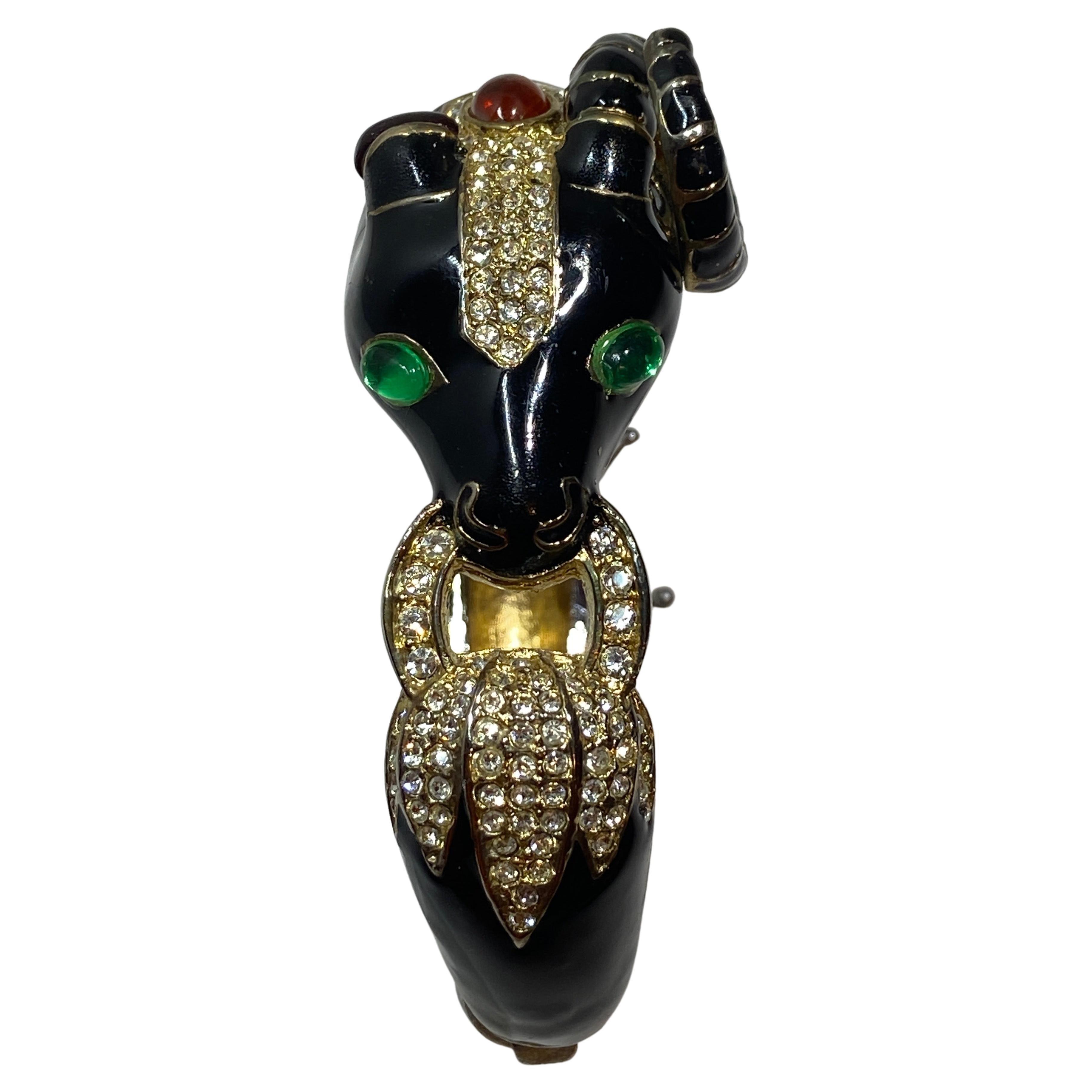 Bold Exquisitely Detailed "Ram's Head" Clasp-On Closing Bracelet For Sale