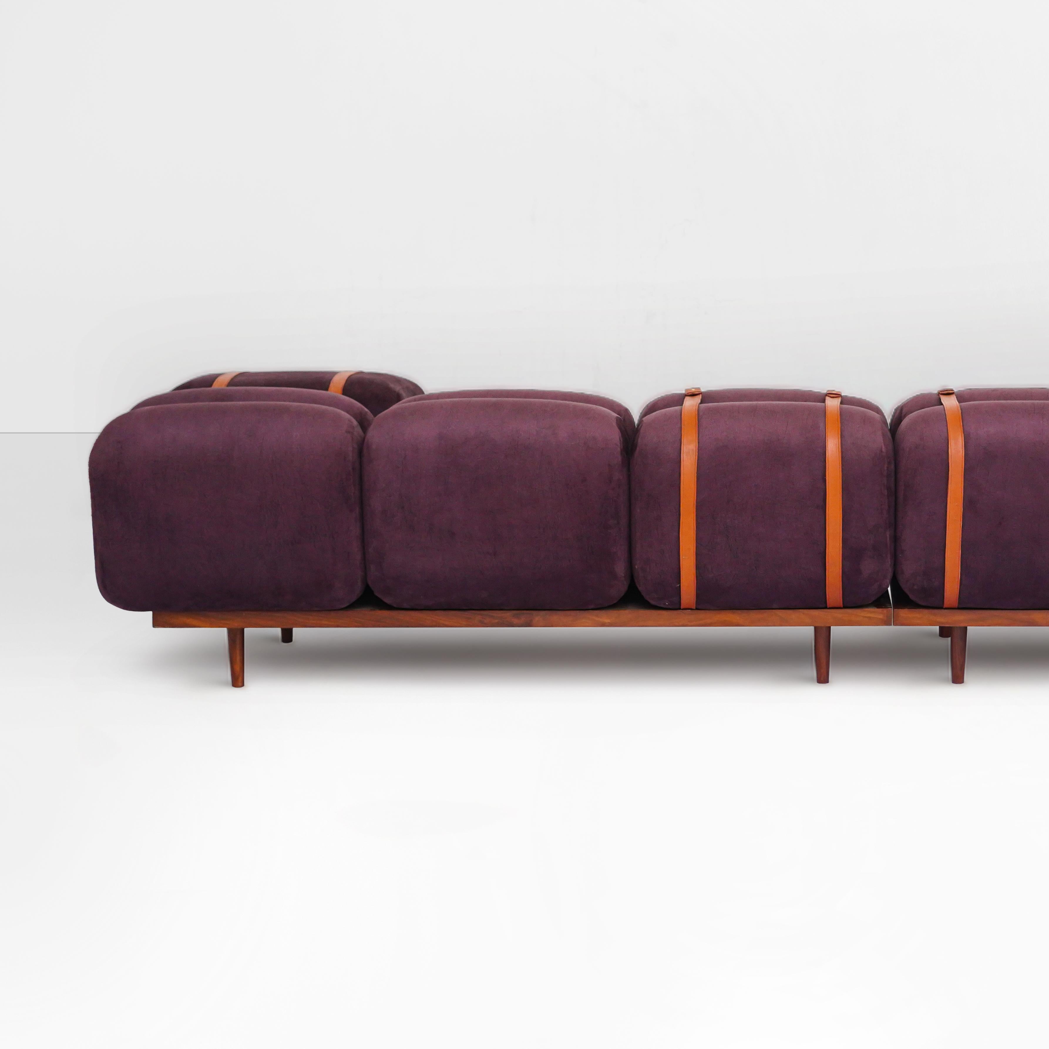Leather Bold Geometric, bold, 1920, 1930, contemporary, modern lounge sofa, den sofa  For Sale