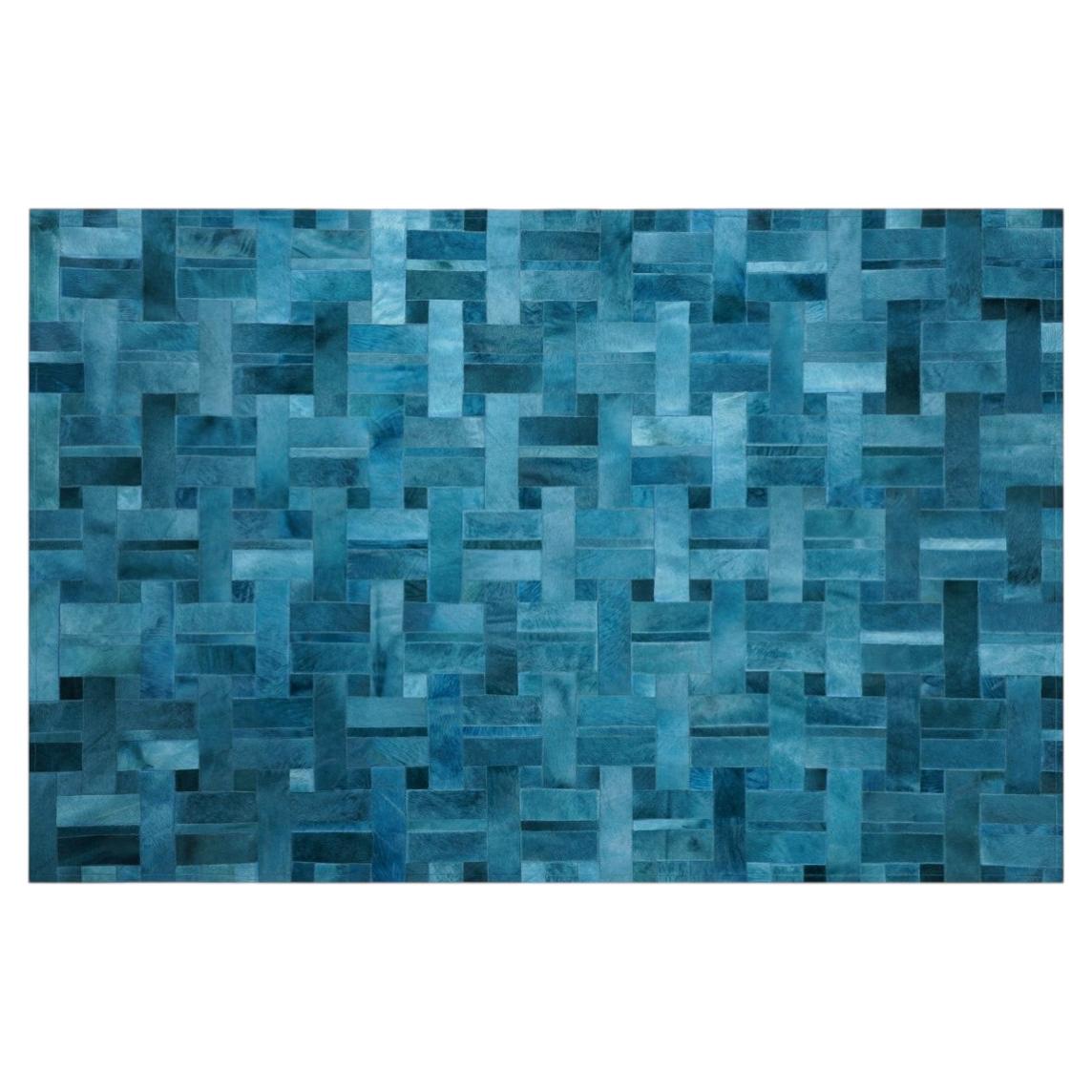 Bold Geometric Design in Azure Cestino Rug Rectangle XXLarge