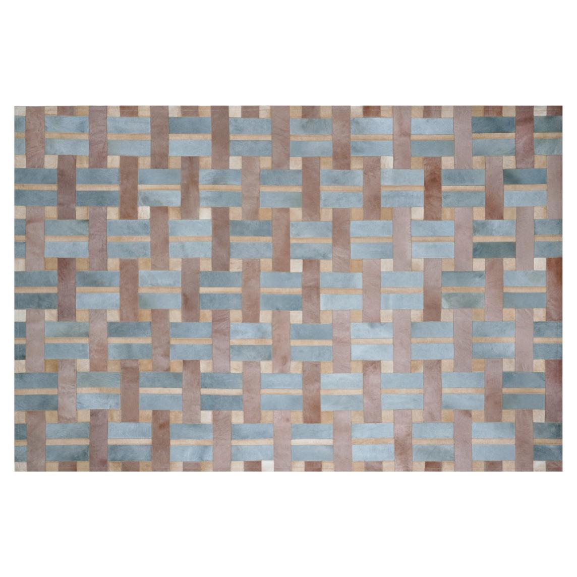 Alfombra Cestino rectangular extragrande en azul claro con un llamativo diseño geométrico