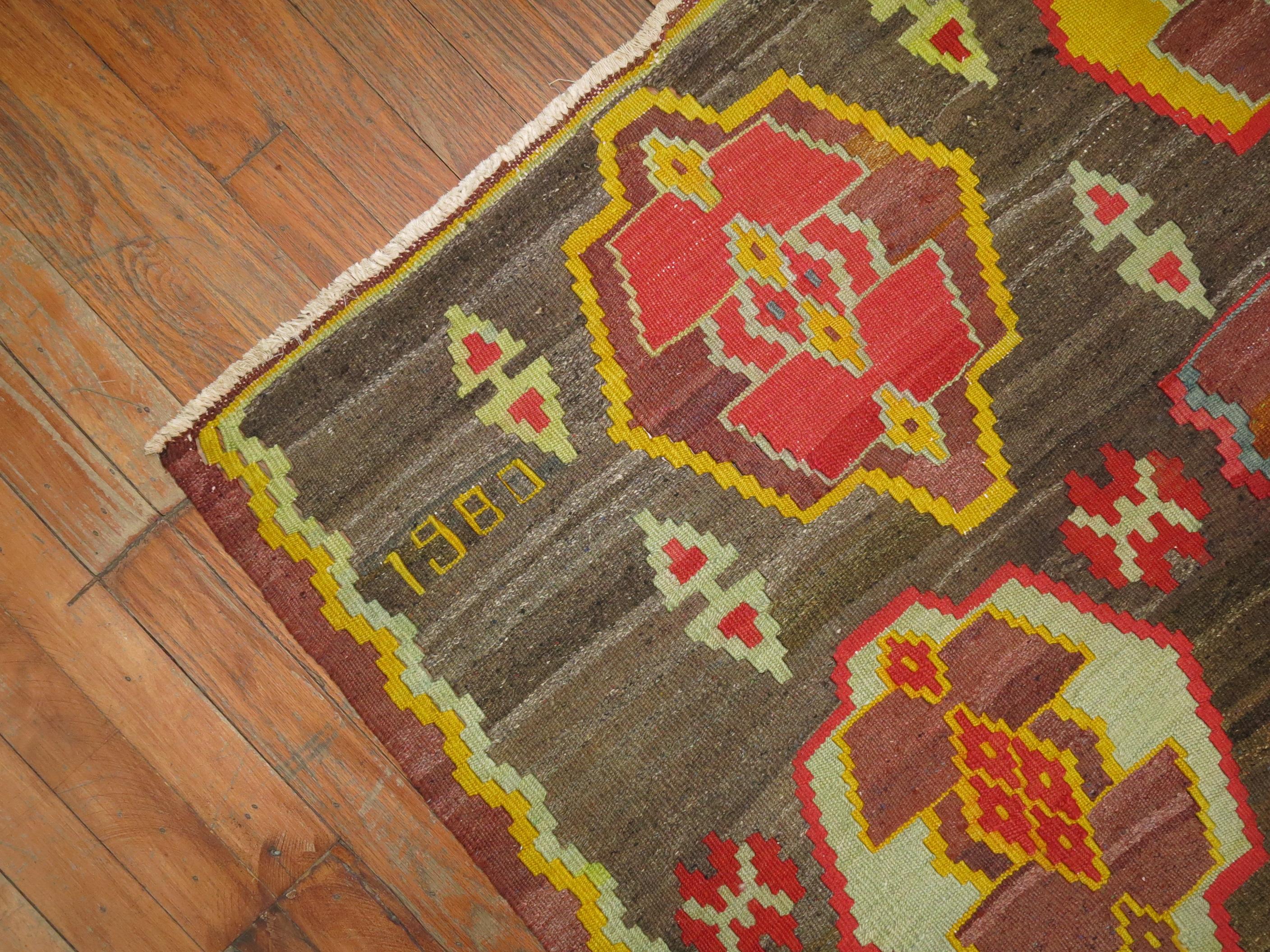 Bold Geometric Turkish Kilim For Sale 3