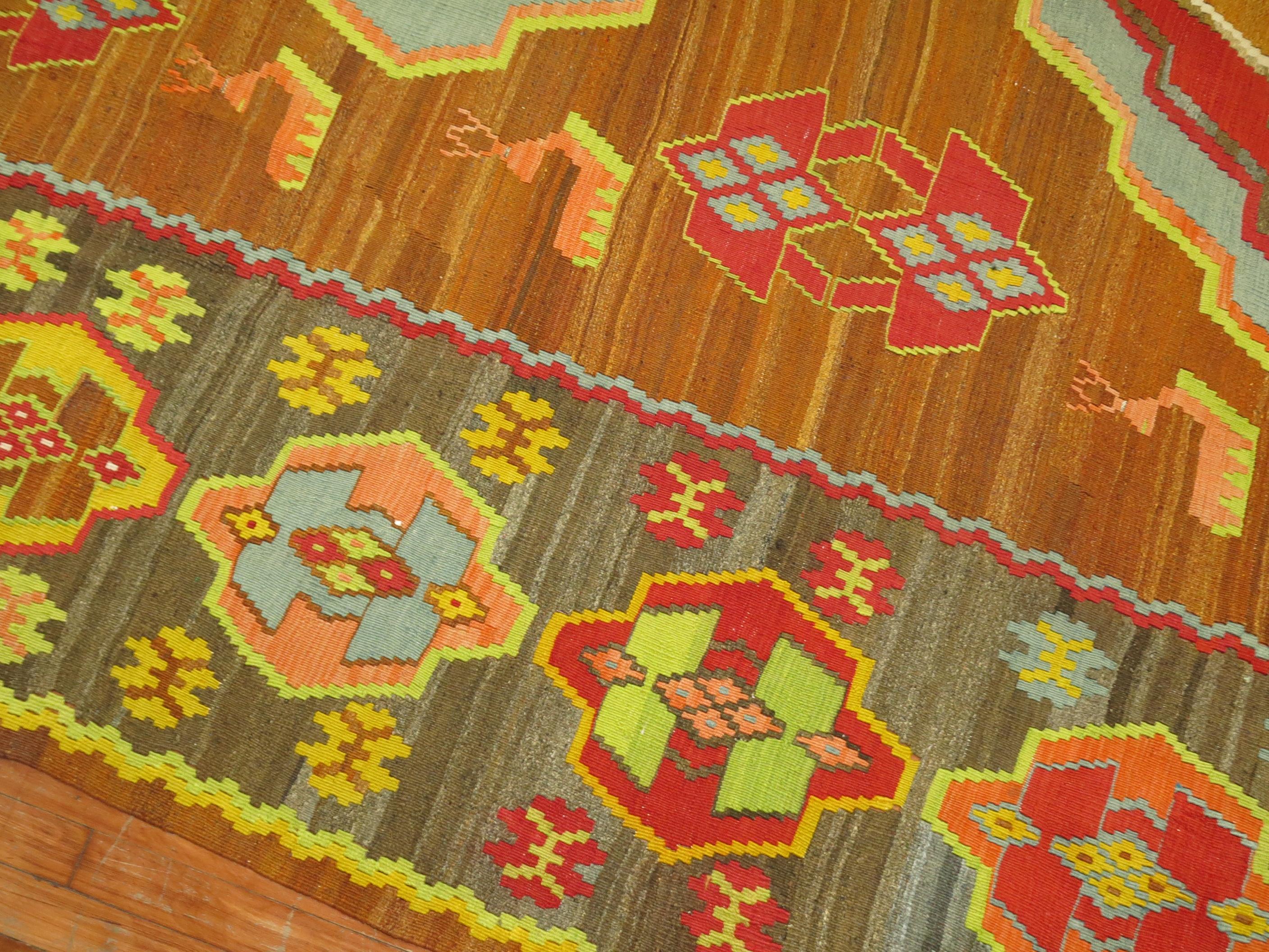 Bold Geometric Turkish Kilim For Sale 4