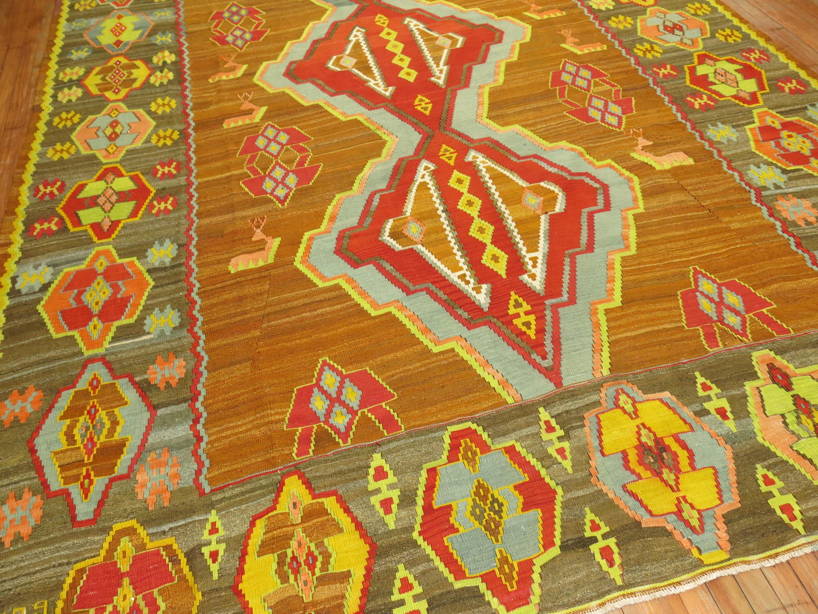 Balkan Bold Geometric Turkish Kilim For Sale