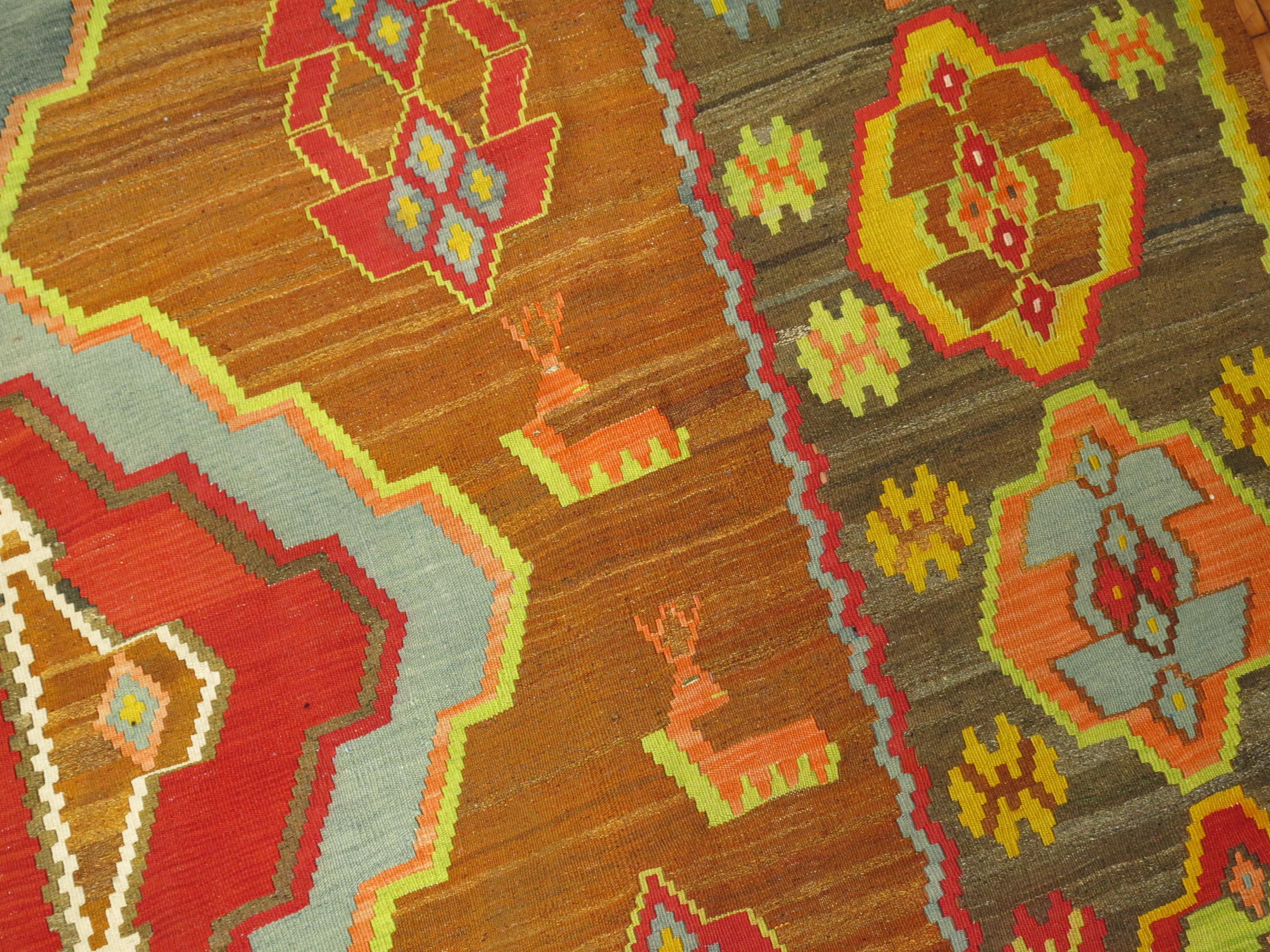 Bold Geometric Turkish Kilim For Sale 1