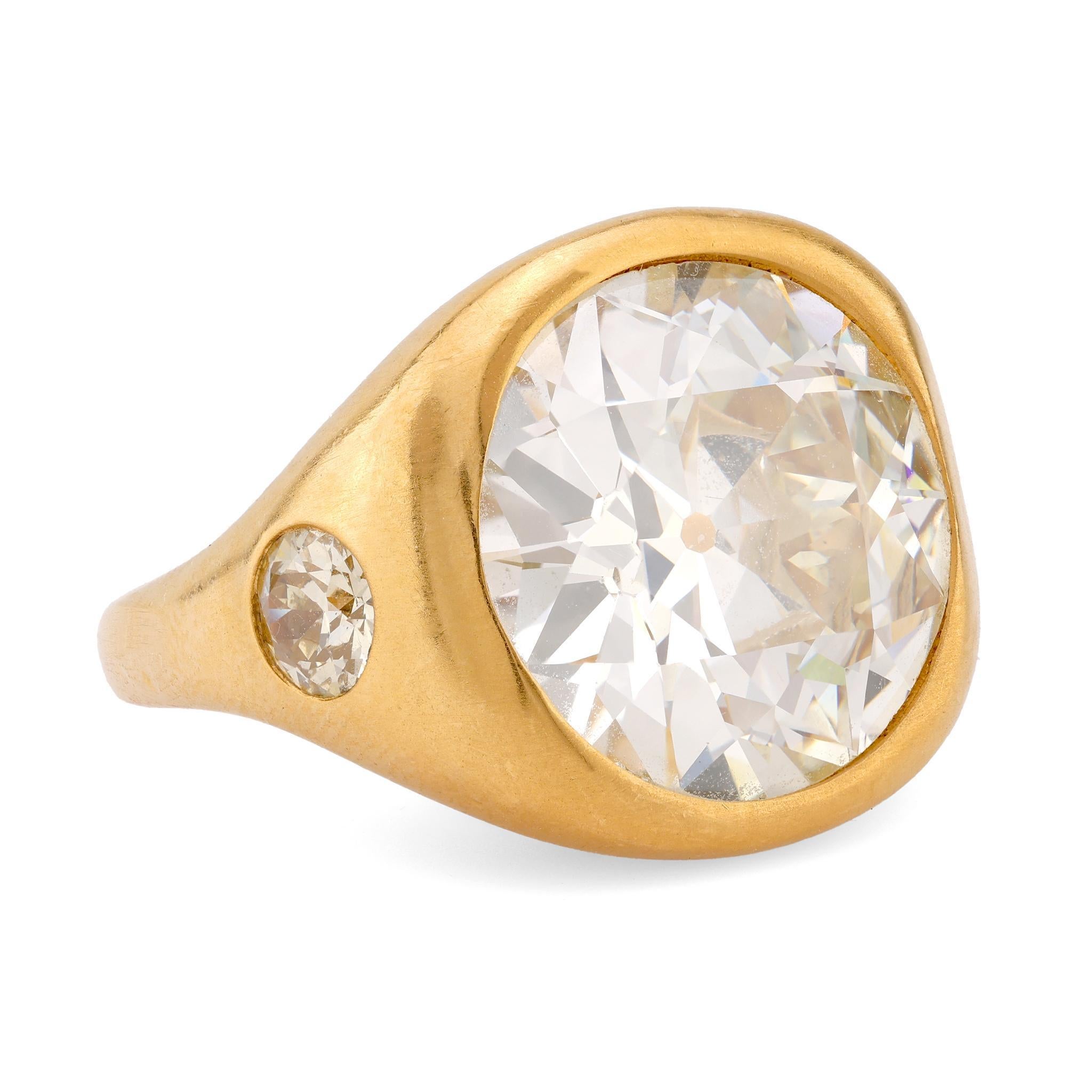 Bold GIA 8,66 Karat Diamantring aus 22 Karat Gelbgold mit alteuropäischem Schliff (Moderne)