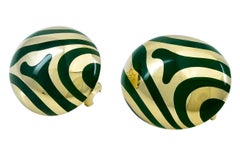 Bold Gold and Green Jade Angela Cummings Ear Clips