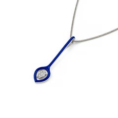 Bold Gold Necklace with Diamonds and Navy Enamel