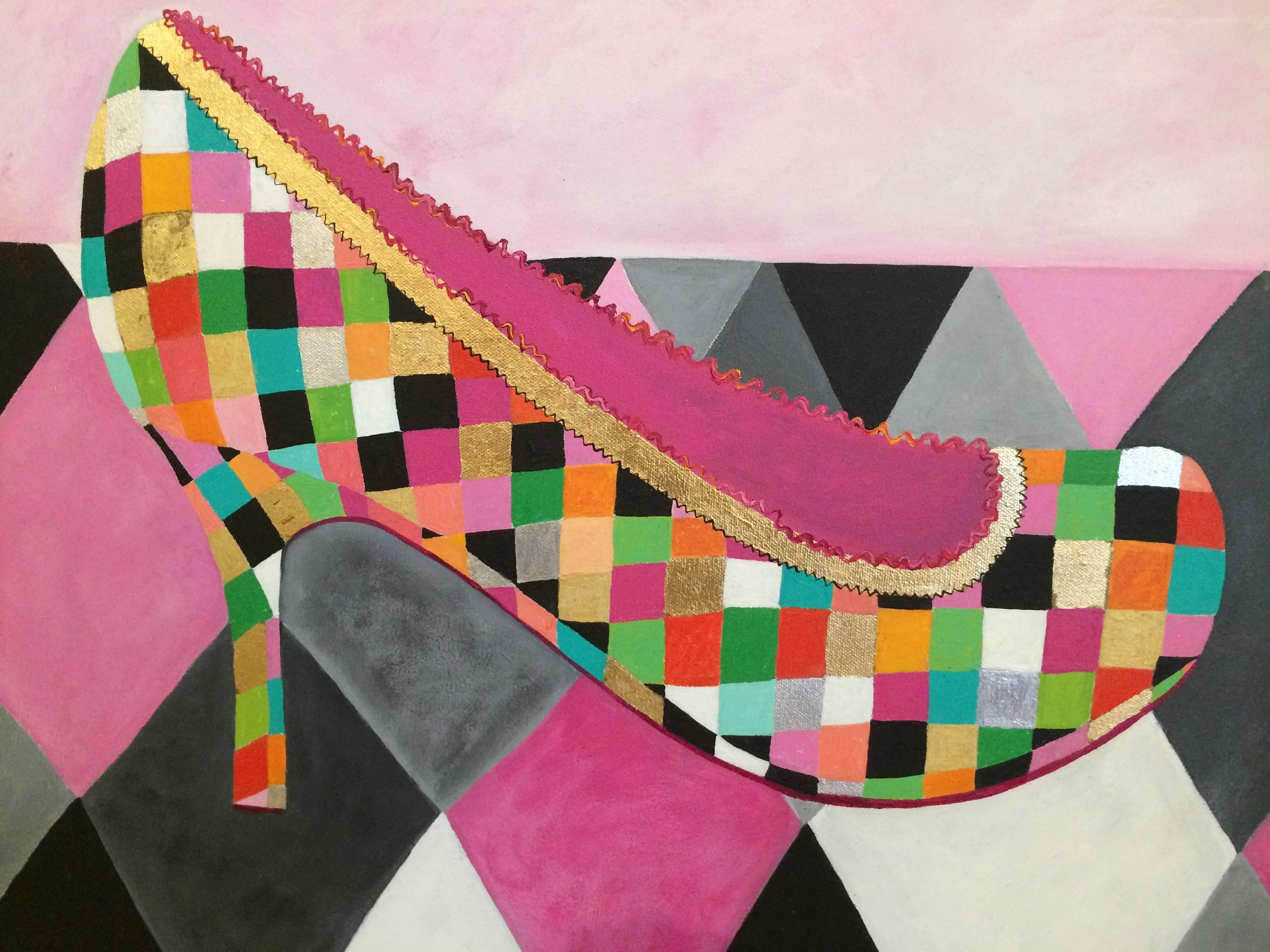 American Bold Graphic Contemporary Painting of a High Heeled Shoe