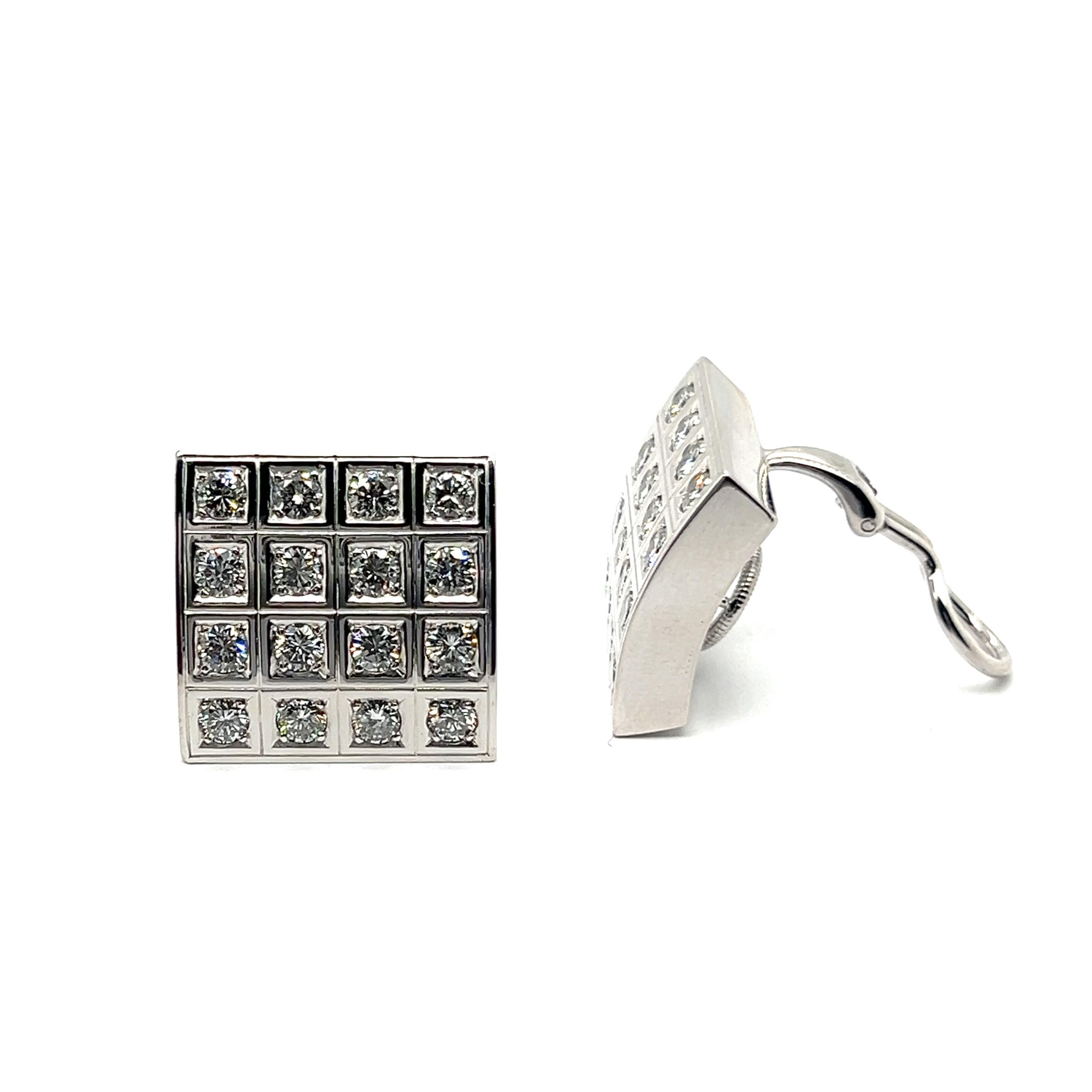  Bold Graphic Earrings with Diamonds in 18 Karat White Gold by Majo Fruithof 7