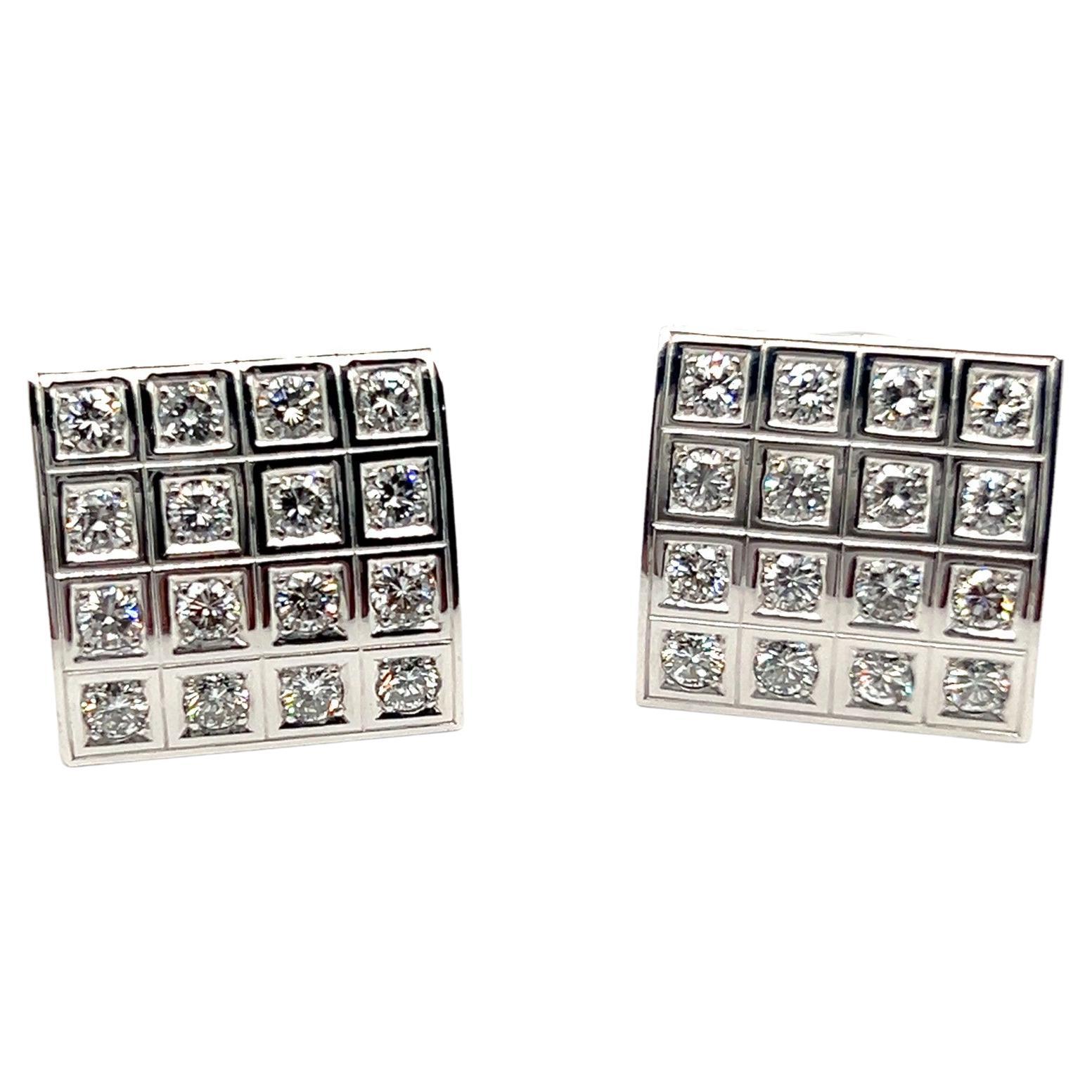 Indulge in the epitome of opulence and style with these exquisite earrings. Designed from lustrous 18 Karat white gold, each earring boasts a dazzling array of 16 brilliant-cut diamonds of F-G color and vs clarity, totaling an impressive 3.44