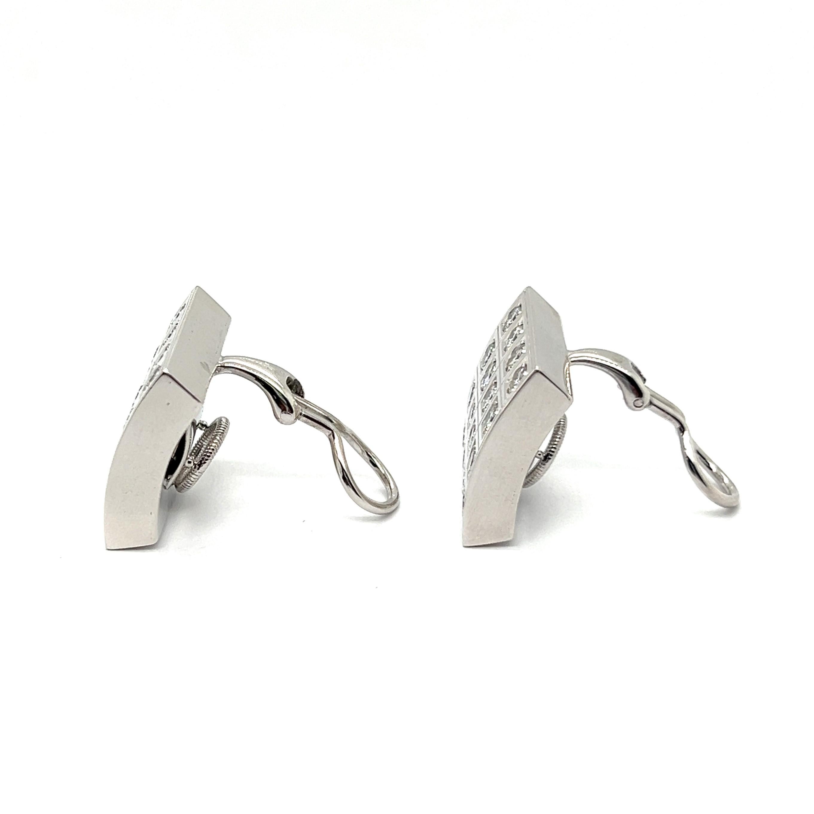  Bold Graphic Earrings with Diamonds in 18 Karat White Gold by Majo Fruithof 2