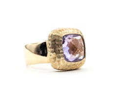 Bold Hammered Amethyst Ring in 14k Yellow Gold
