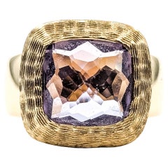 Bold Hammered Amethyst Ring in 14k Yellow Gold