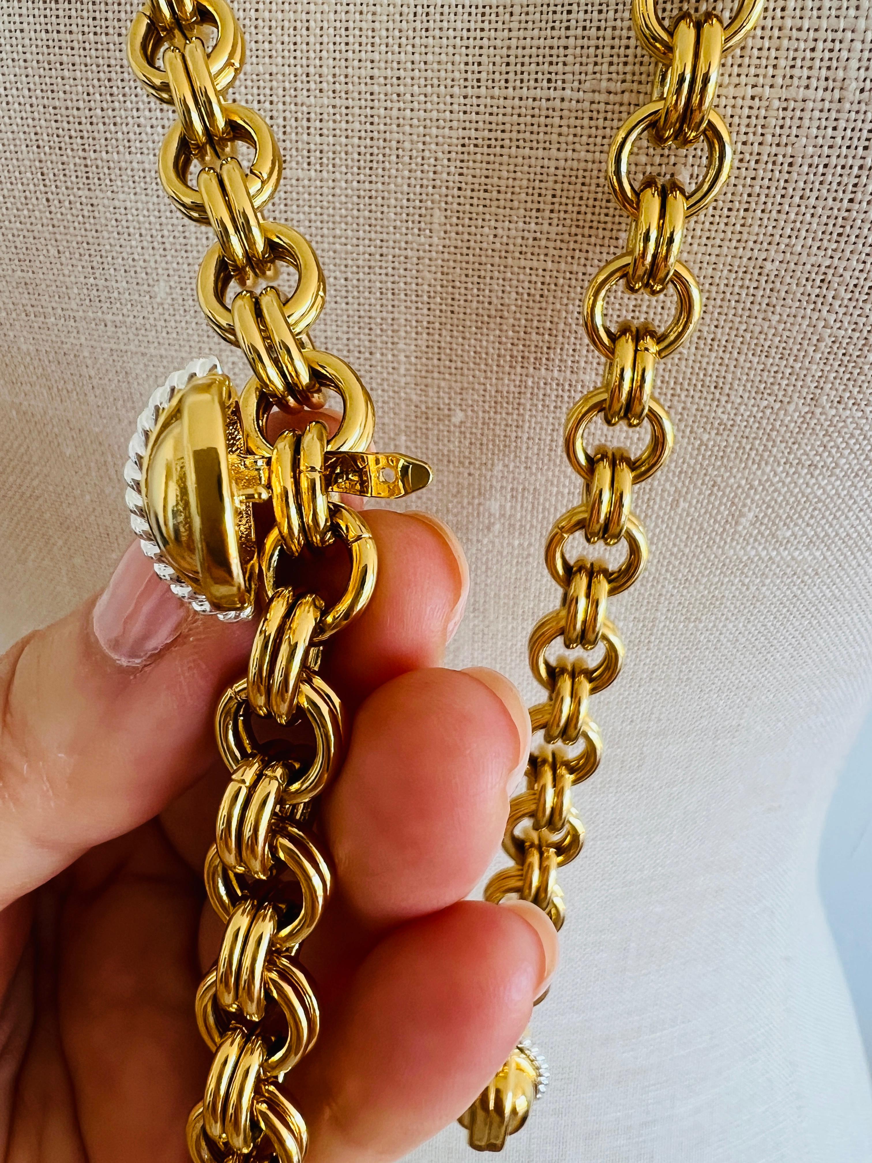 Bold Heavy Gold Double Chain Link Tassel Adjustable Necklace & Belt 3