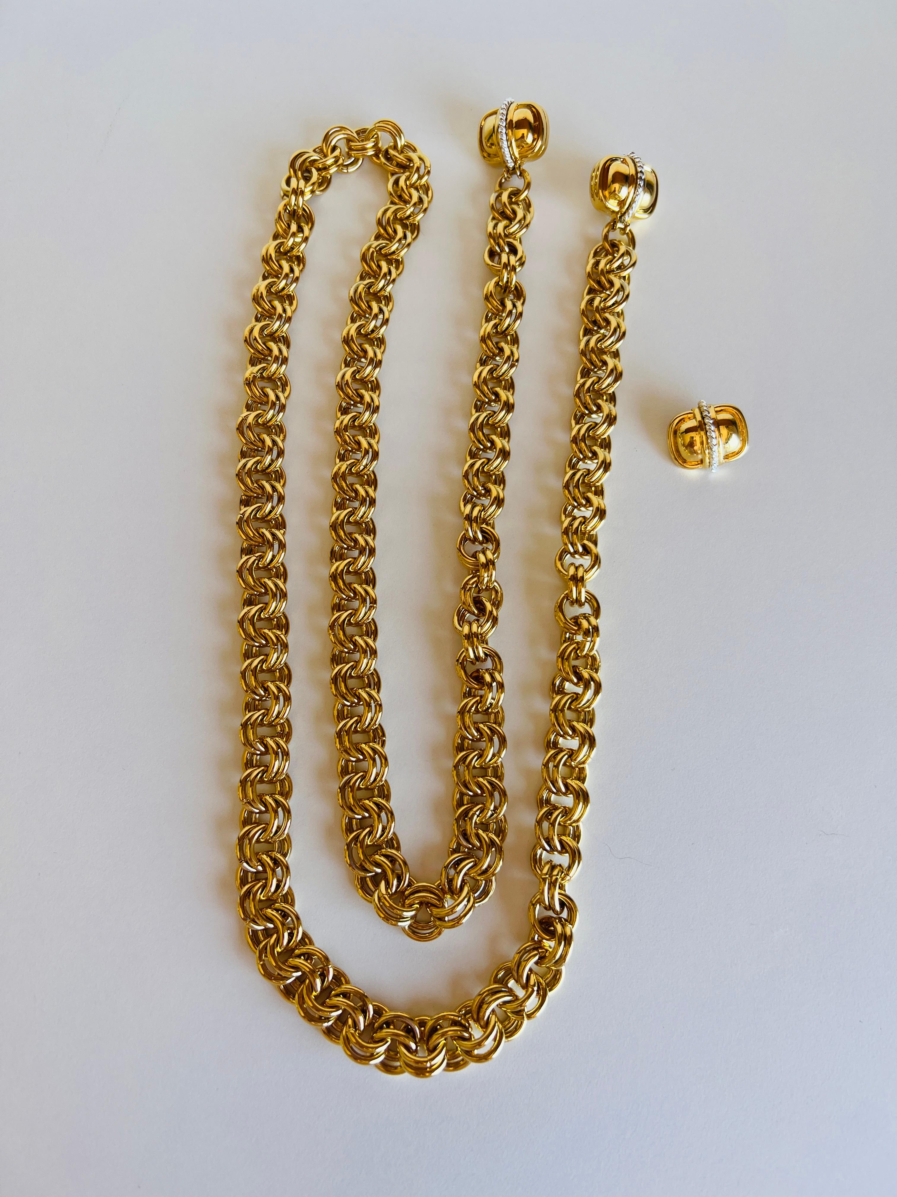 Bold Heavy Gold Double Chain Link Tassel Adjustable Necklace & Belt 4