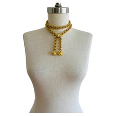 Bold Heavy Gold Double Chain Link Tassel Adjustable Necklace & Belt