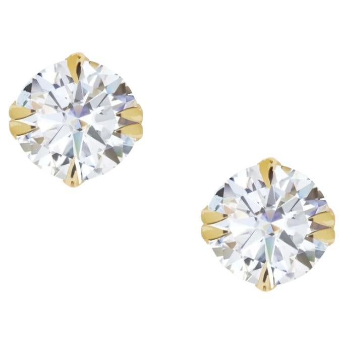 Bold Icon Claw set diamond studs in 18k Yellow Gold earrings For Sale