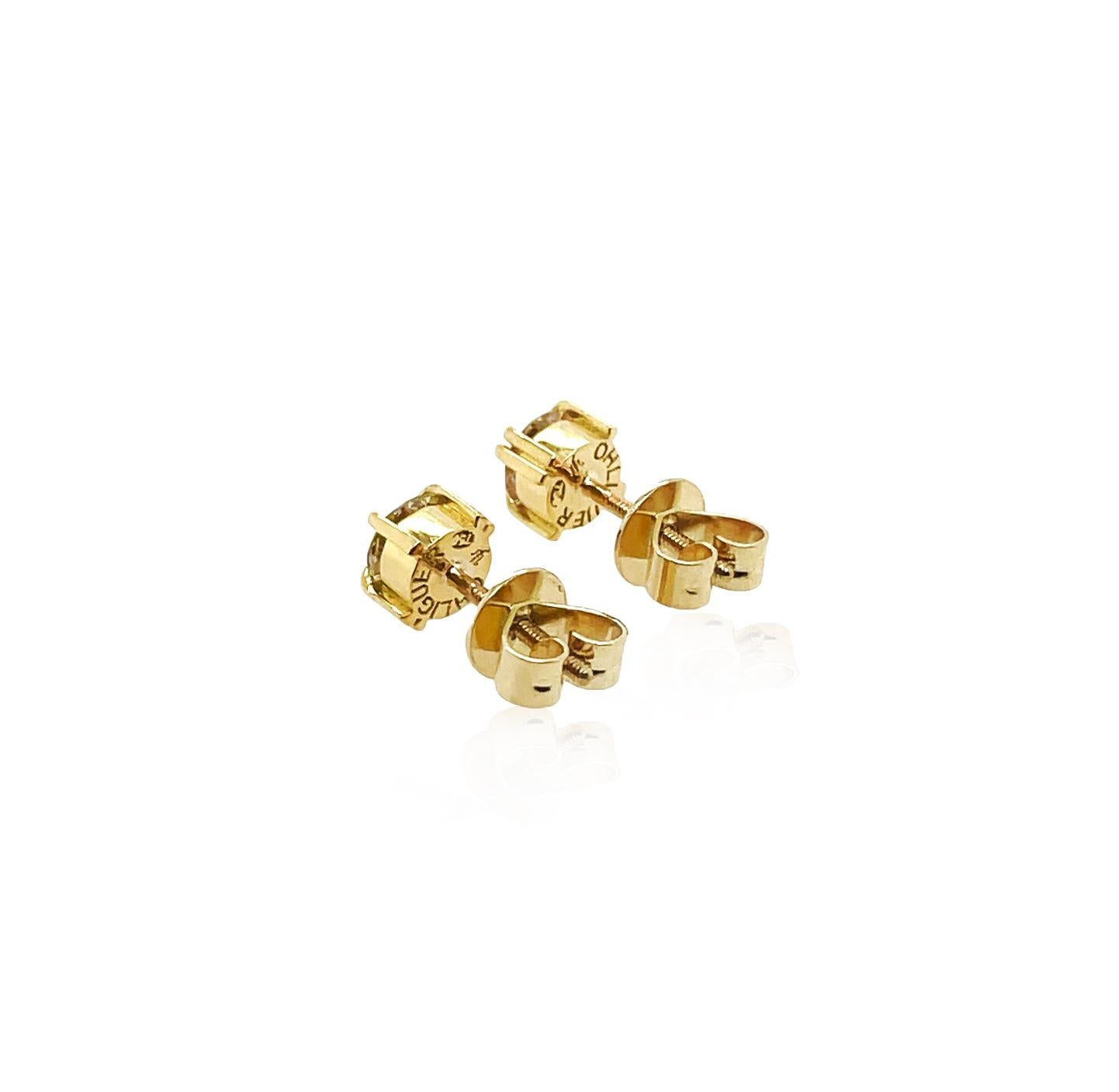 Artisan Bold Icon diamond studs with iconic OHLIGUER claws 18K For Sale