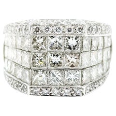 Bold Invisible-Set Diamond Cocktail Ring in 18k