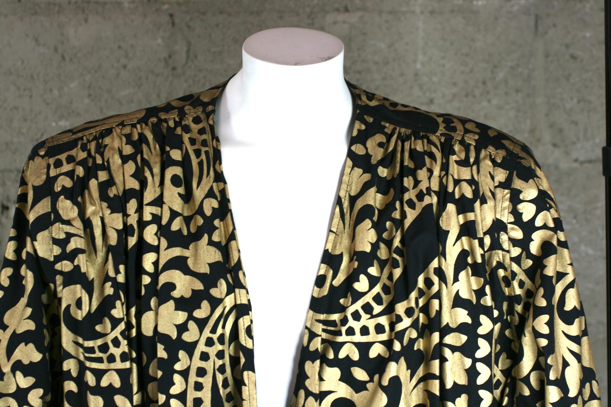 Bold Italian Gold and Black Paisley Print Coat For Sale 1