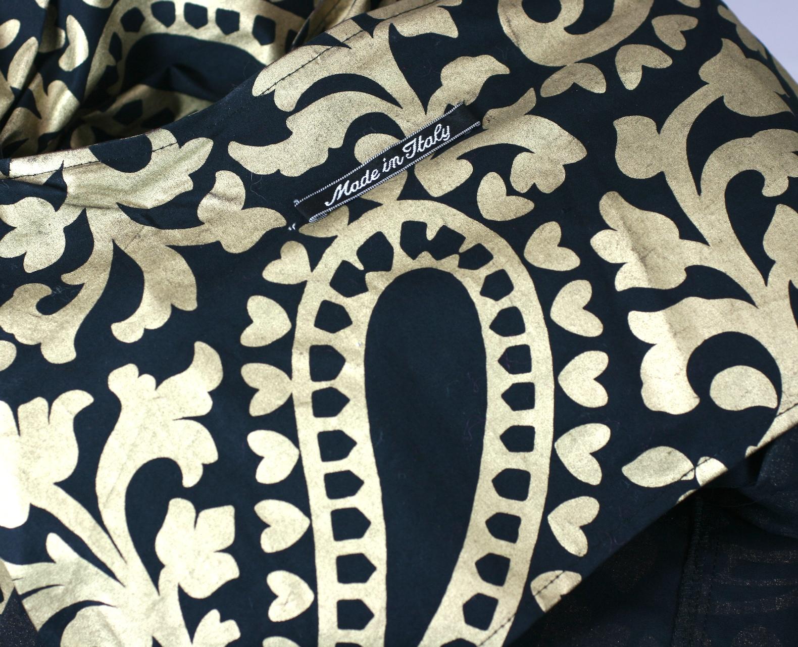 Bold Italian Gold and Black Paisley Print Coat For Sale 2