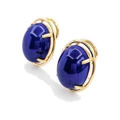 Bold Lapis Stud Earrings in 14k Yellow Gold