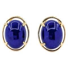 Bold Lapis Stud Earrings in 14k Yellow Gold