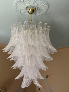 Bold Large Murano Chandelier with clear FEATHER glass tubes