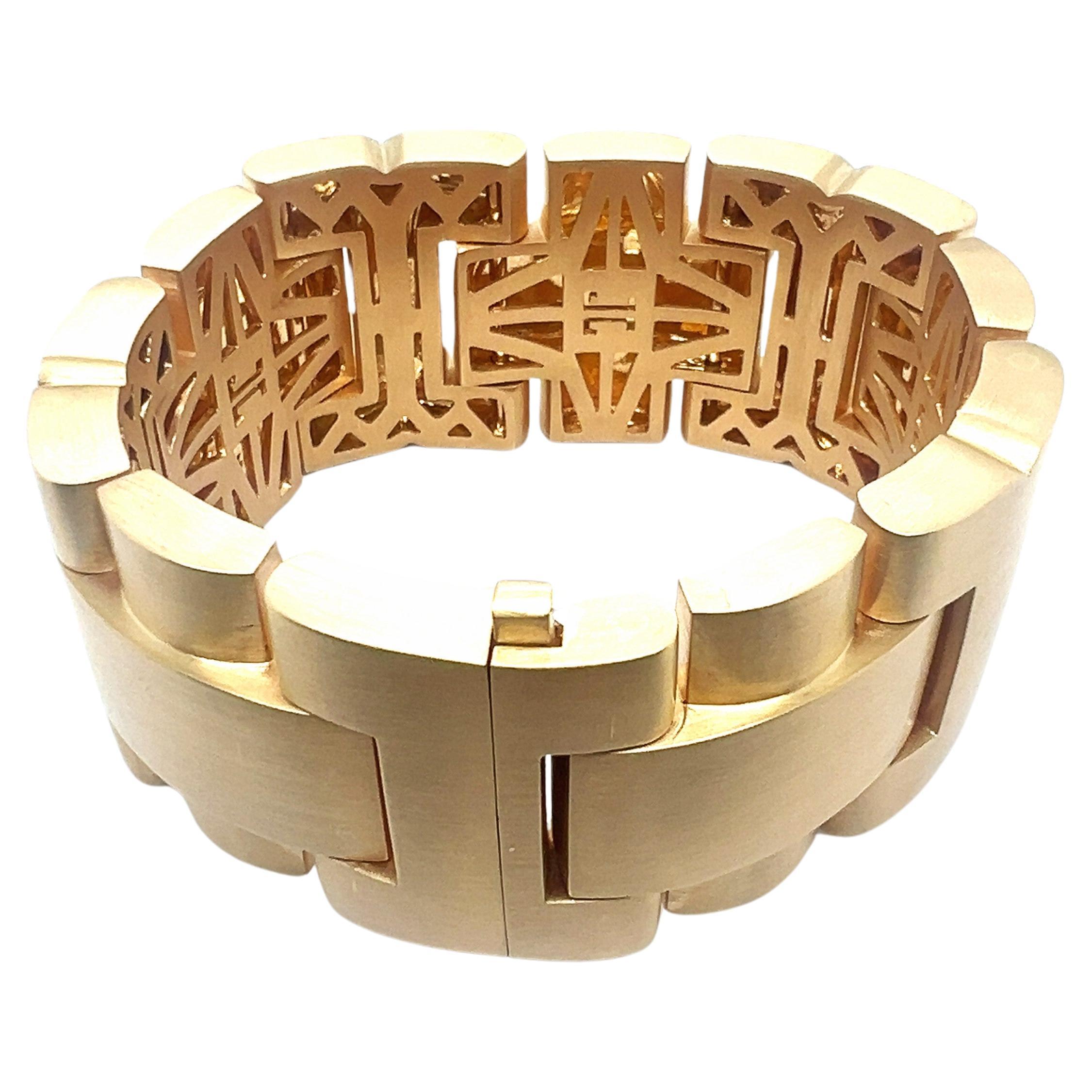 Bold Link Bracelet in 18 Karat Rose Gold by Jette JOOP For Sale