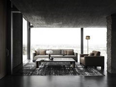 Bold Lounge Chair in Dark Brown Leather with Black Gold Legs by Elisa Giovannoni