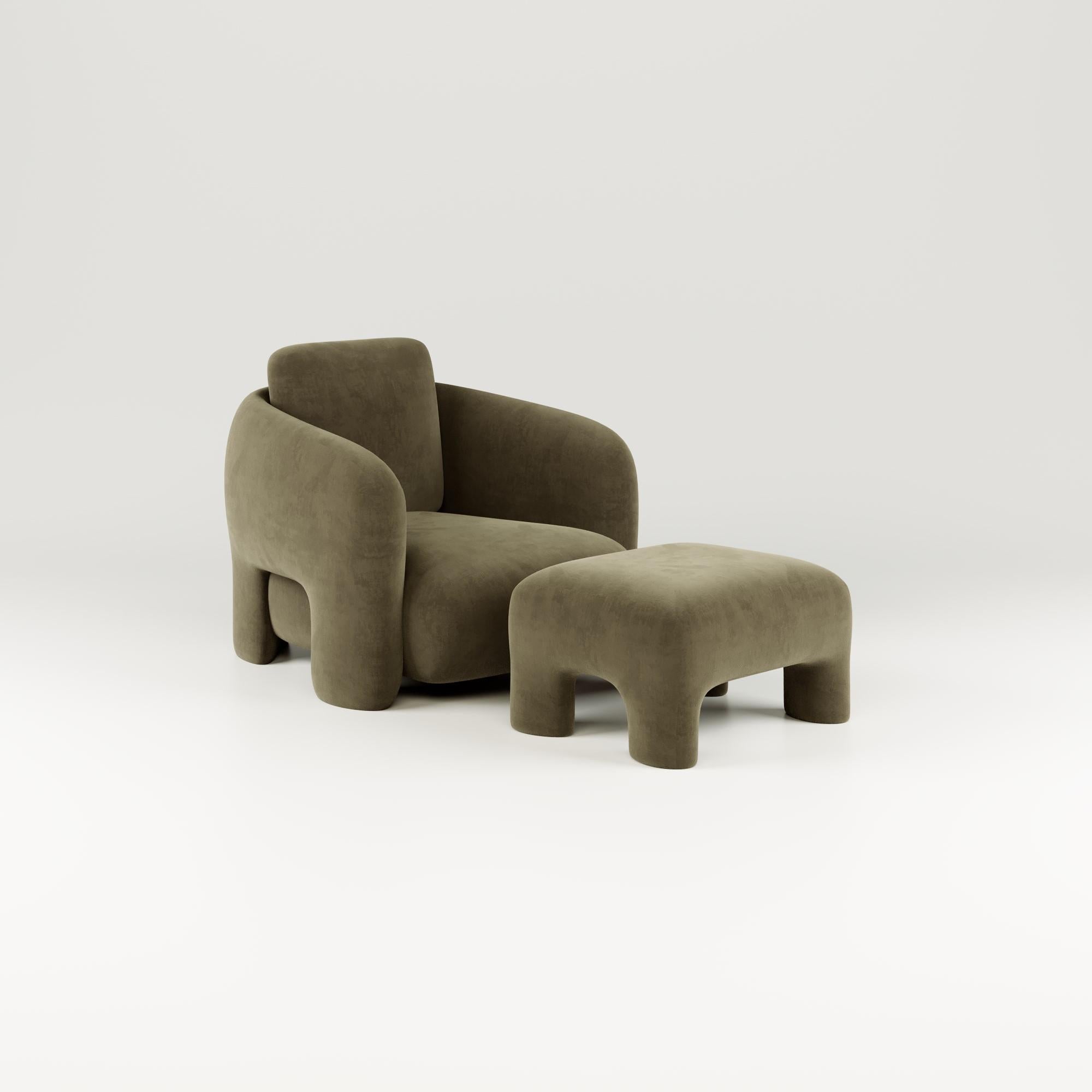 Modern Bold Lounge Chair and ottoman - Nabuk For Sale