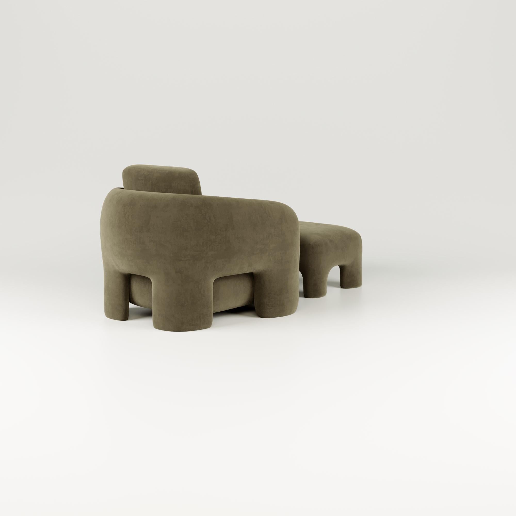 Italian Fauteuil de salon et pouf audacieux - Nabuk en vente