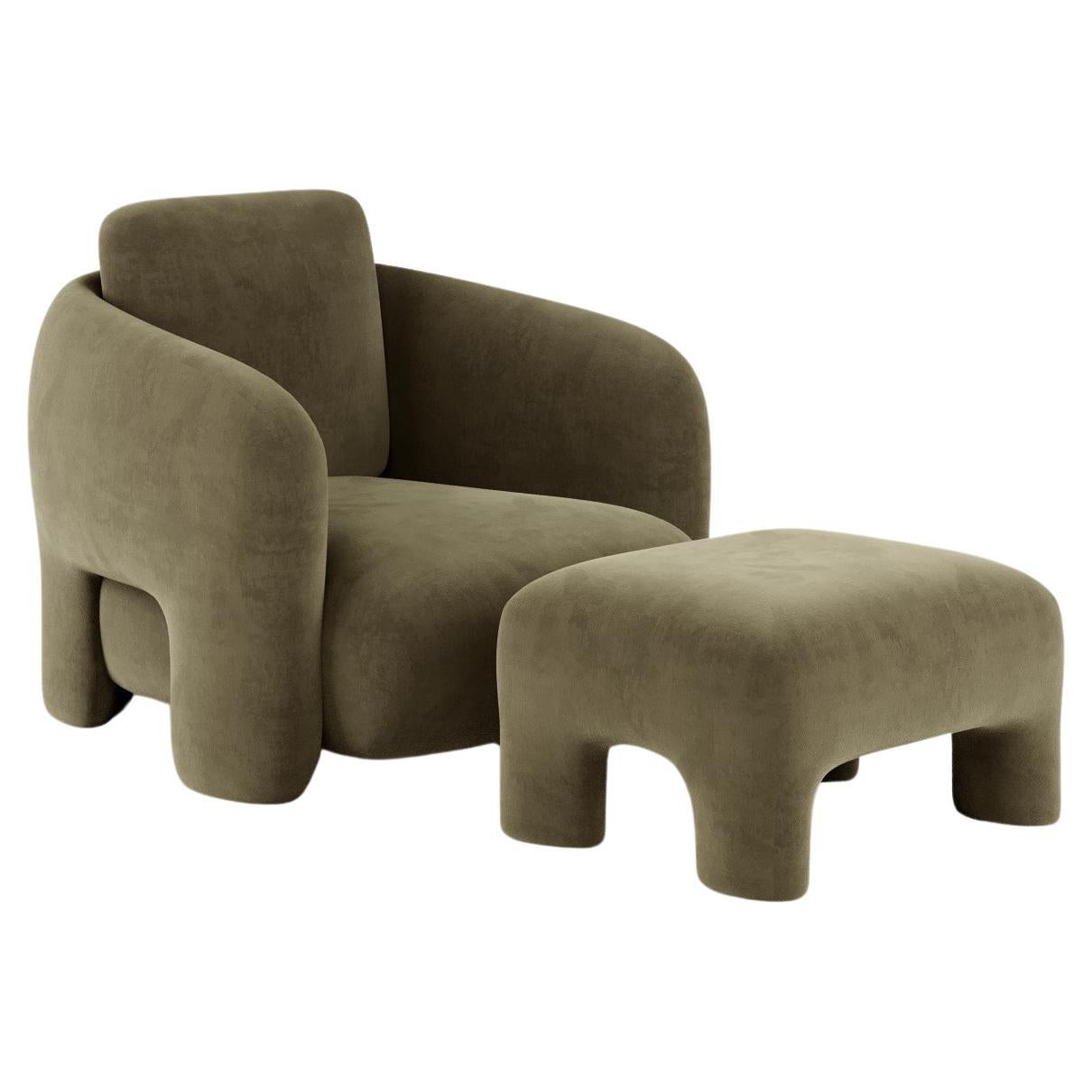 Bold Lounge Chair and ottoman - Nabuk For Sale