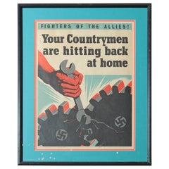 Bold Machine Age WW II British War Propaganda Litho Poster