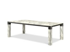 Bold Medium Dining Table in Calacatta Marble Top and Black Gold
